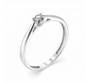 Кольцо помолвочное с бриллиантом из белого золота бренд Алькор