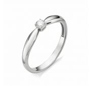 Кольцо помолвочное с бриллиантами из белого золота бренд Алькор