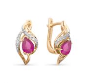 серьги золотые с рубинами бренд Алькор