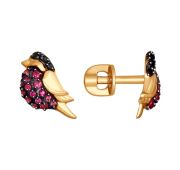 серьги пуссеты снегирь