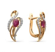 серьги золотые с рубинами бренд Алькор