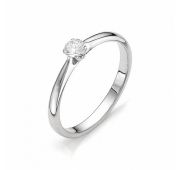 Кольцо помолвочное с бриллиантами из белого золота бренд Алькор