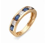 кольцо золотое с сапфиром бренд Алькор
