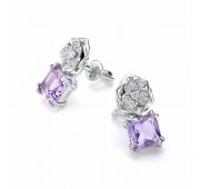 Серьги пуссеты с аметистом бренд Алькор