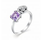 кольцо из серебра с аметистом бренд Алькор