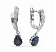 Серьги с сапфирами и бриллиантами из белого золота бренд Алькор