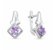 Серьги с аметистом бренд Алькор