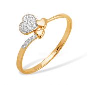 Кольцо сердце из золота