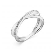 кольцо с бриллиантами из белого золота бренд Алькор