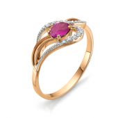 Кольцо золотое с рубином бренд Алькор