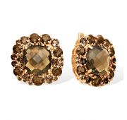 Серьги из золота с раух топазом