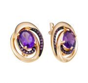 серьги из золота с аметистом
