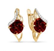 серьги из золота с гранатом бренд Delta