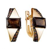 с124-5627ТРФ Серьги из золота с раух топазом (Au 585)