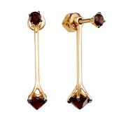 С124-5675Гр Серьги пуссеты из золота с гранатом (Au 585)