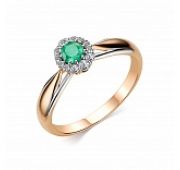 13918-101 Кольцо золотое с изумрудом бренд Алькор (Au 585)