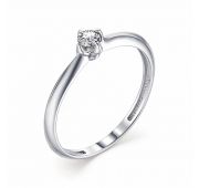 13352-200 Кольцо помолвочное из белого золота бренд Алькор (Au 585)