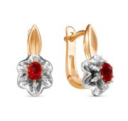 5-3075-103-2К-Руб Серьги золотые с рубинами (Au 585)