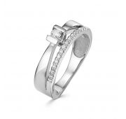 459-1200 Кольцо из белого золота с бриллиантом бренд Лето (Au 585)