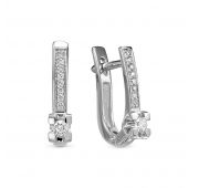 214-2200 Серьги из белого золота с бриллиантами бренд Лето (Au 585)