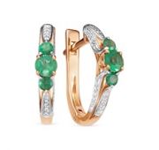 Серьги золотые с изумрудами бренд Vesna