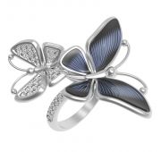 кольцо бабочка из белого золота