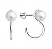 94024712 Серьги пуссеты с жемчугом (Серебро)