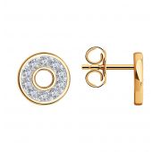 серьги пуссеты с фианитами