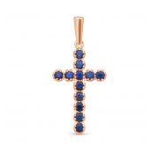 280-302 1,73 Подвеска золотая крест с сапфиром (Au 585)