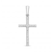 3117-31001 подвеска крест из белого золота с бриллиантом бренд Brilliant Style (Au 585)