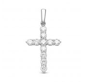 подвеска крест с бриллиантами из белого золота бренд Brilliant Style