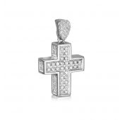 подвеска крест с бриллиантами из белого золота бренд Brilliant Style