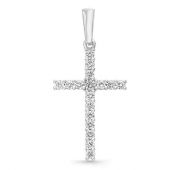 369-31001 подвеска крест из белого золота с бриллиантами бренд Brilliant Style (Au 585)
