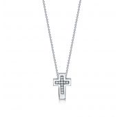 3591-51001 4,1 Колье крест из белого золота с бриллиантами бренд Brilliant Style (Au 585)