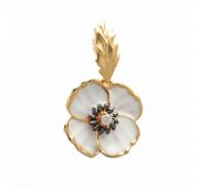 Подвеска цветок с эмалью и бриллиантом