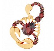 БР18250гр Брошь с гранатами (Au 585)