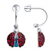 94023574 Серьги пуссеты божья коровка (Серебро)