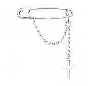 94040237 Брошь булавка крест (Серебро 925)