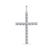 П5118-220 Подвеска крест с бриллиантами из белого золота (Au 585)