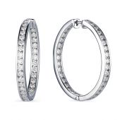 С0588-220 Серьги конго с бриллиантами из белого золота (Au 585)