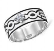 11-11224-1010 Кольцо помолвочное с бриллиантами из белого золота бренд Kabarovsky (Au 585)