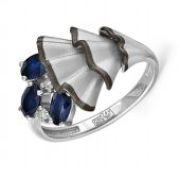 кольцо с сапфирами и бриллиантами из белого золота бренд Kabarovsky