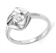 кольцо помолвочное с бриллиантами из белого золота бренд Kabarovsky