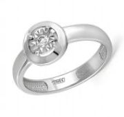кольцо помолвочное с бриллиантом из белого золота бренд Kabarovsky