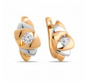 Серьги золотые с фианитами бренд Sanis