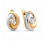 Серьги золотые с фианитами бренд Sanis