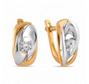 Серьги золотые с фианитами бренд Sanis