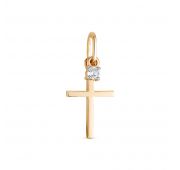 3847-310-0,93 Подвеска крест с бриллиантом бренд Brilliant Style (Au 585)