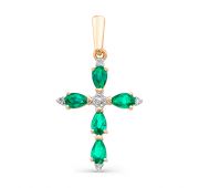 204-311-1,48 Подвеска золотая крест с изумрудом бренд Brilliant Style (Au 585)
