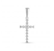 п-106-02 Подвеска крест из белого золота с бриллиантами (Au 585)